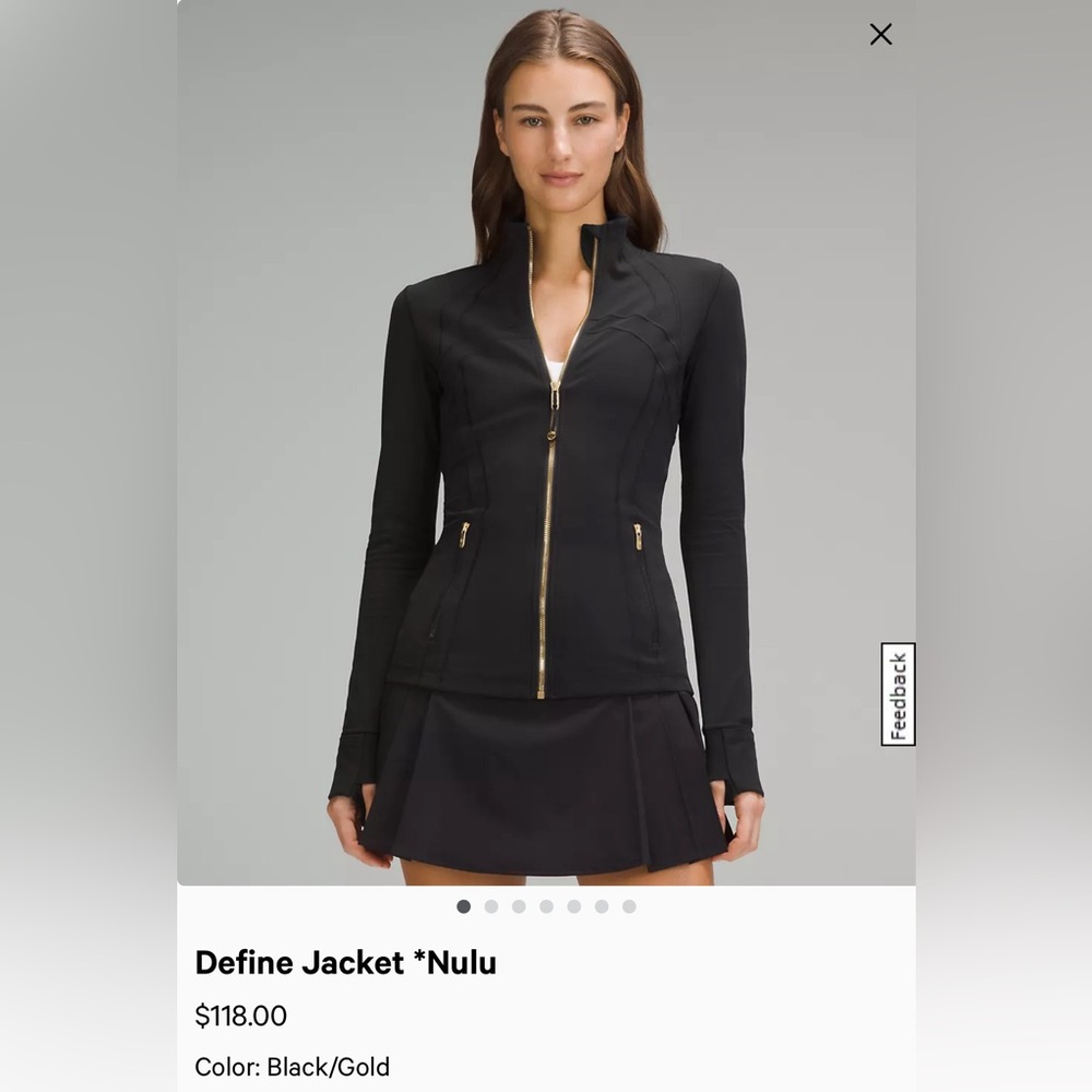 BRAND NEW Lululemon define jacket Nulu in black with gold zipper
